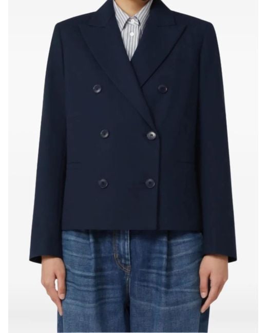 Weekend by Maxmara Blue Tappeto Double-Breasted Button Jacket