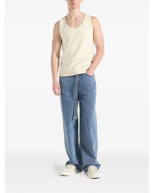 Manière De Voir Natural Justin Ribbed Cotton Vest for men
