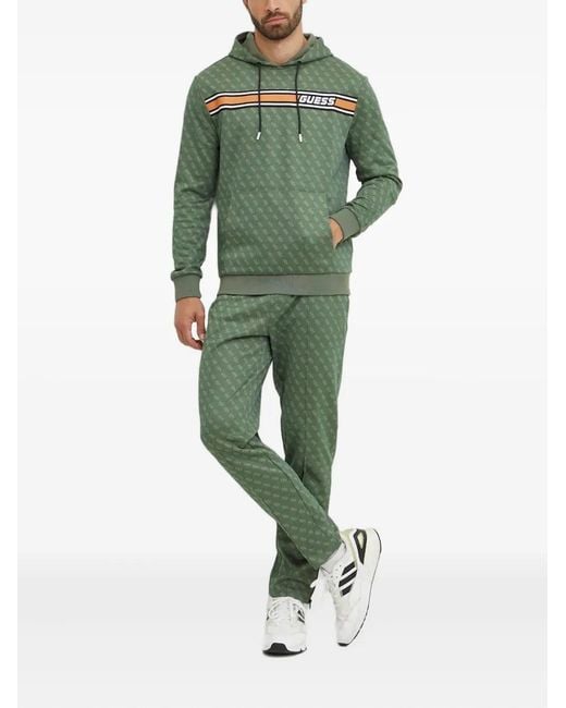 Guess Green Logo Stripe Hoodie for men