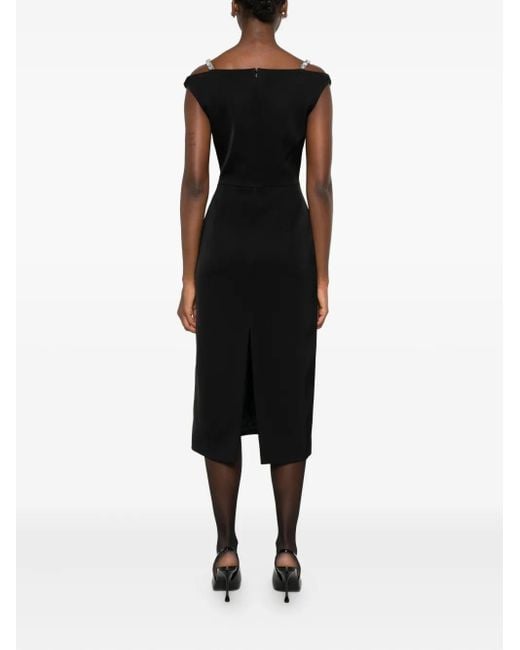 David Koma Black Crystal-Embellished Midi Dress