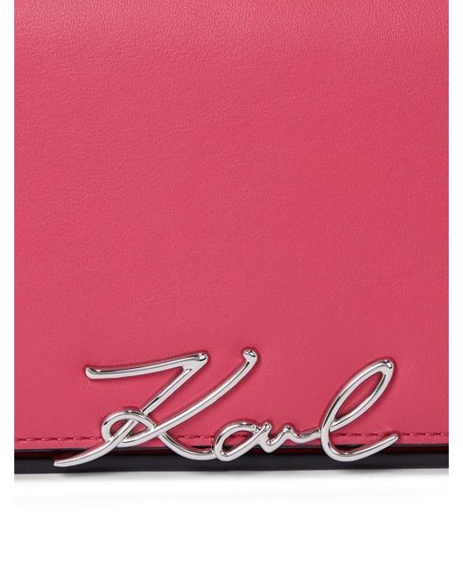 Karl Lagerfeld Pink Signature Leather Crossbody Bag
