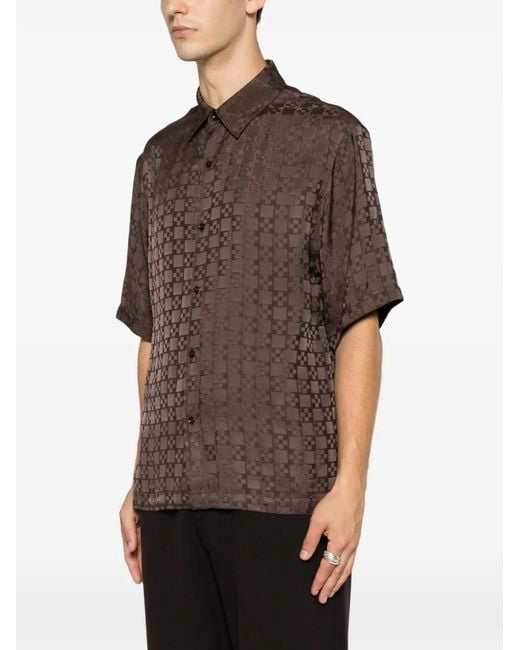 Sandro Brown Monogram-Pattern Shirt for men
