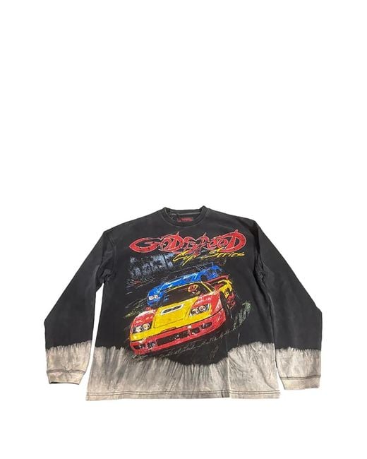 Godspeed Blue F.T.W Ls Bleached Wash Sweater for men