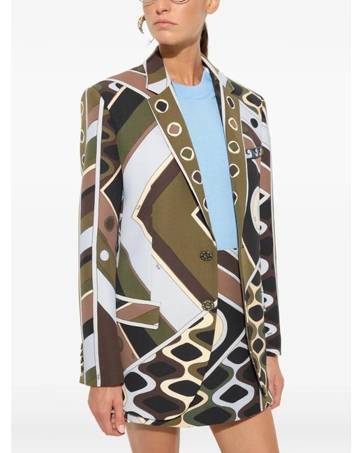 Emilio Pucci White Vivara-Print Oversized Jacket