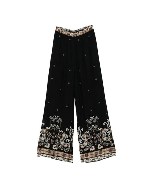 Twinset Black Floral-Print Pants