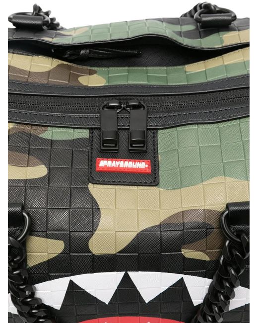 Sprayground Black Camouflage-Pattern Duffle Bag