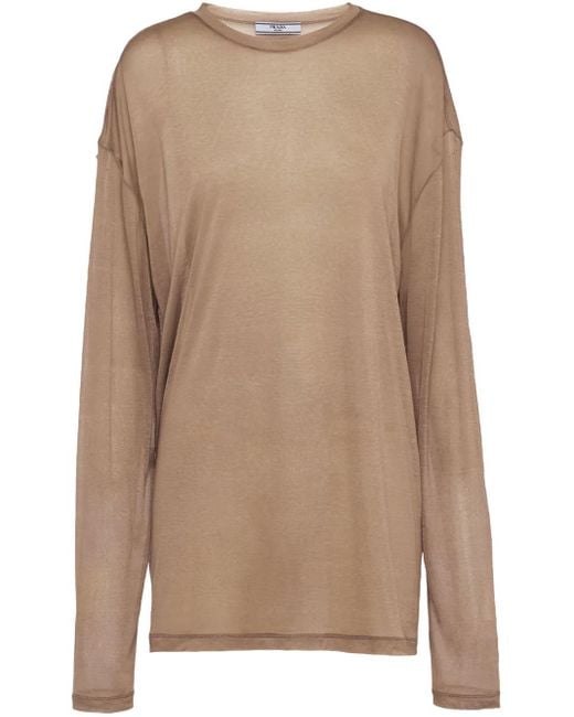 Prada Brown Semi-Sheer T-Shirt
