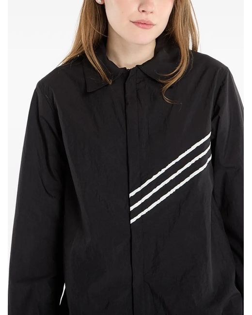 Y-3 Black Chemise Rayée À Logo Brodé