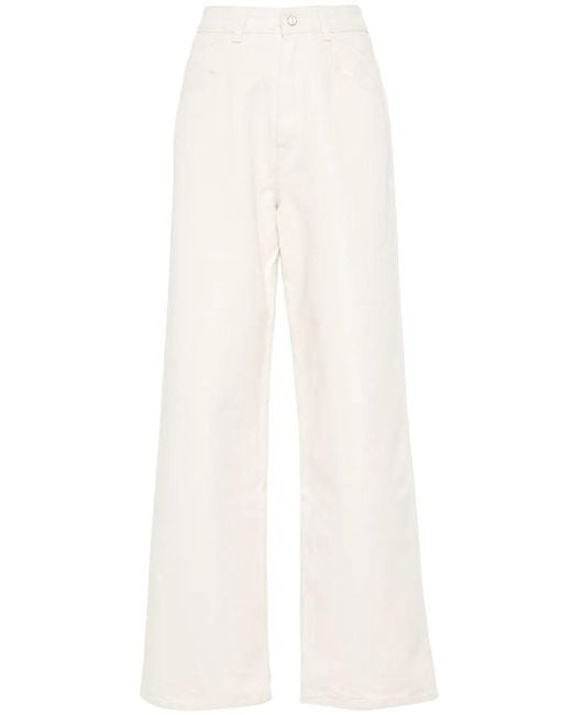 Kiton White High-Waisted Straight-Leg Jeans