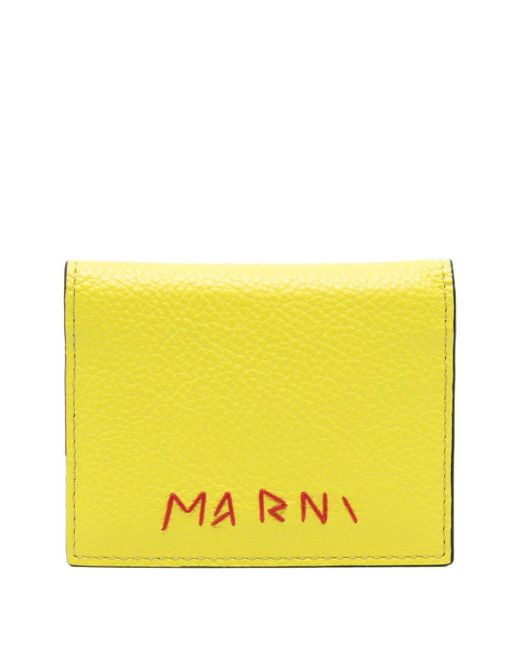 Marni Yellow Embroidered-logo Leather Wallet