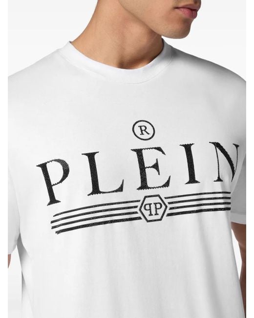 Philipp Plein White Logo-Embellished Cotton T-Shirt for men