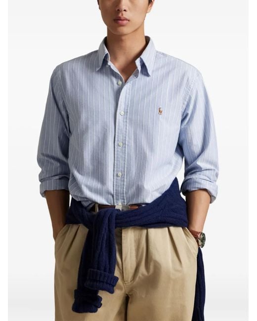 Polo Ralph Lauren Striped Oxford Shirt in Blue for Men | Lyst