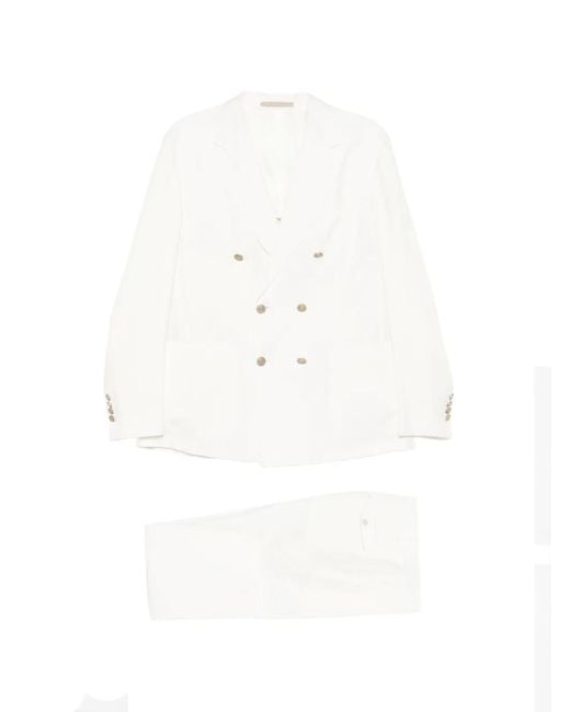 Eleventy White Double-Breasted Suit for men