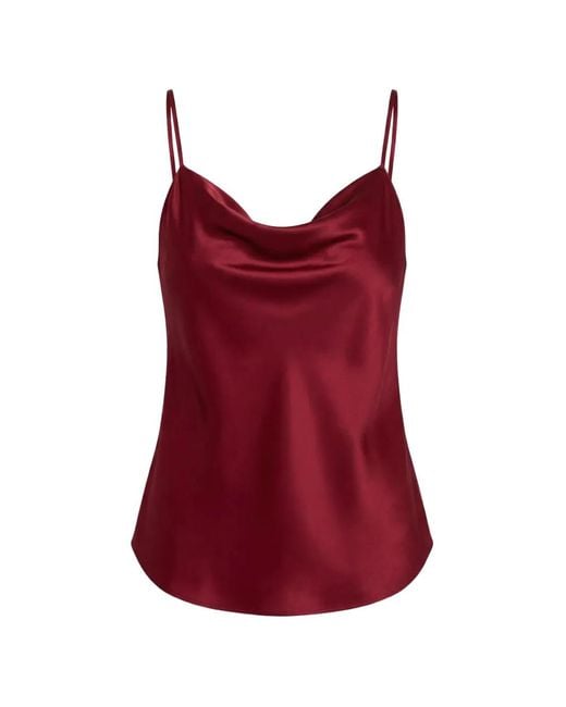 Cinq À Sept Red Marta Cami Cowl-Neck Top