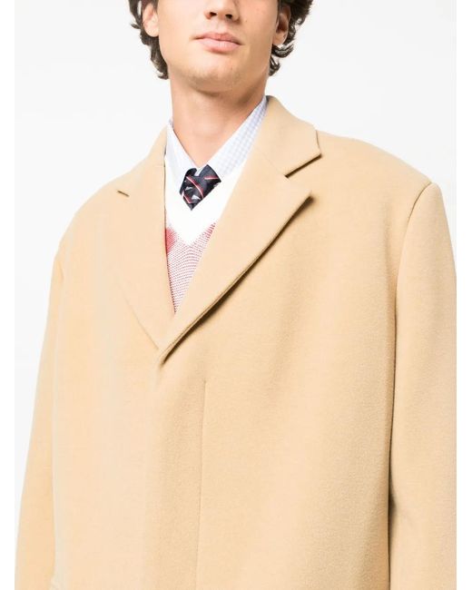 Marni Natural Notched-Lapels Single-Breasted Coat for men