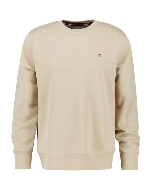 Gant Natural Logo-Embroidered Crew Neck Sweatshirt for men