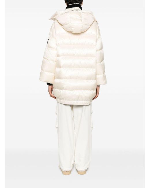 ERMANNO FIRENZE White Knitted-collar Quilted Oversized Coat