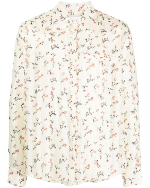 Youths in Balaclava Floral-print Long-sleeve Shirt in Natural | Lyst