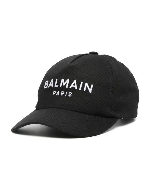 Balmain Black Logo-Embroidered Cotton Cap Hat for men