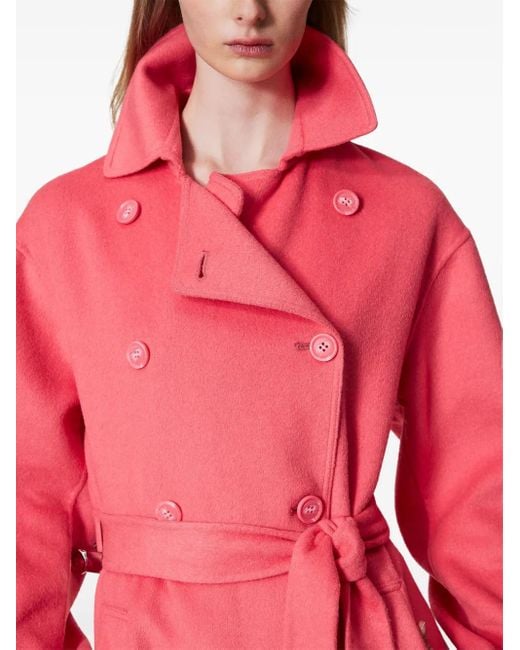 Twinset Pink Double-Breasted Coat