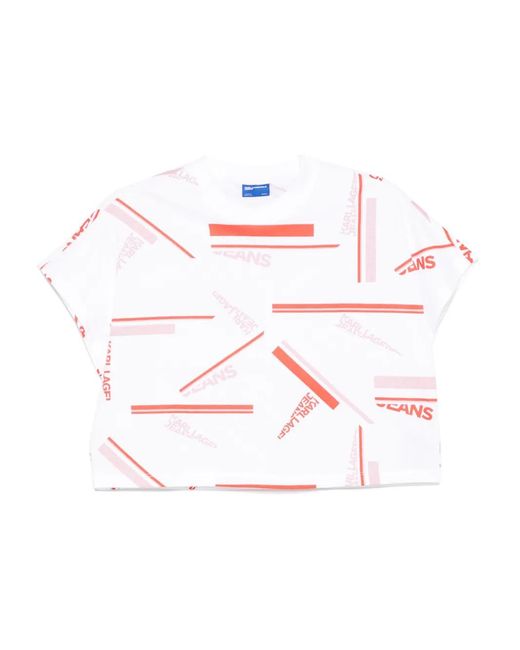 Karl Lagerfeld White Logo-Print T-Shirt