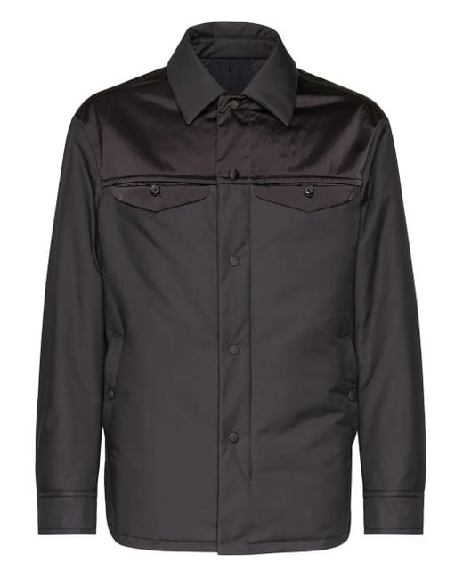 Ferragamo Black Satin-Panel Shirt Jacket for men