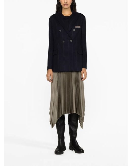 Fabiana Filippi Black Stripe-Detail Double-Breasted Blazer