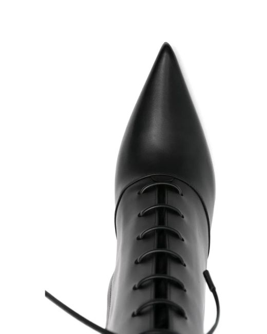 Gianvito Rossi Black 85Mm Lace-Up Pointed-Toe Boots