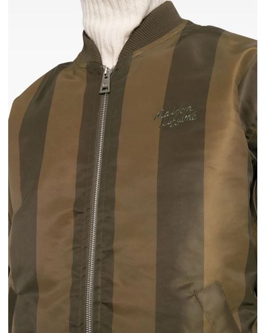 Maison Kitsuné Brown Striped Bomber Jacket for men