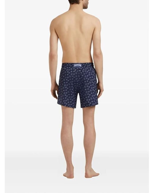 Vilebrequin Blue Drawstring Turtle-Print Swim Shorts for men