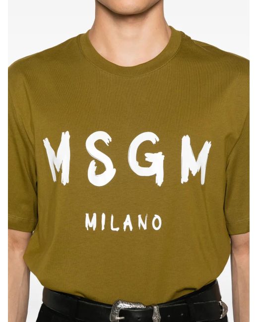 MSGM T-Shirt mit Logo-Print in Green für Herren