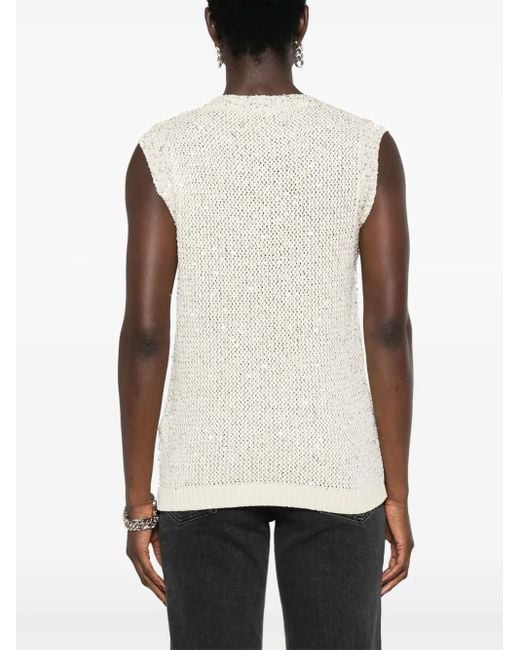 Golden Goose Deluxe Brand Natural Sequined Knitted Vest