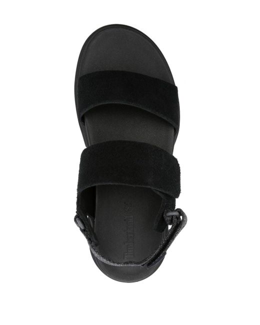 Timberland Black Debossed-logo Suede Sandals