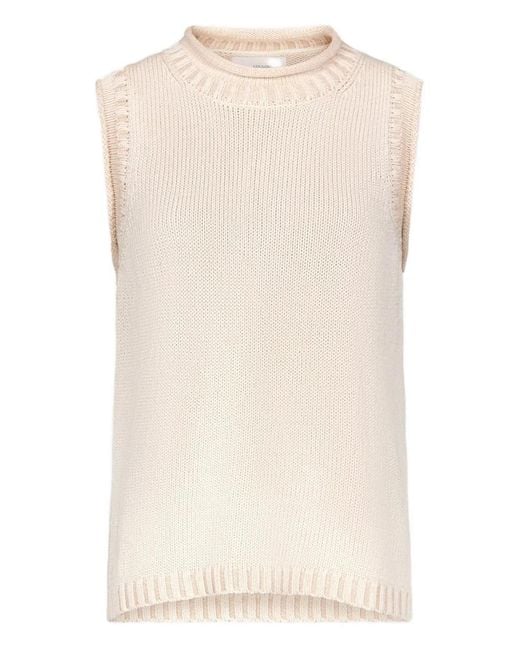 Loulou de Saison Natural Effy Ribbed Collar Sleeveless Top