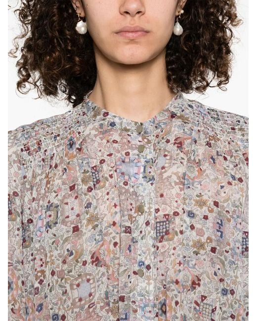 Isabel Marant Gray 'Noeline' Blouse With Abstact Pattern