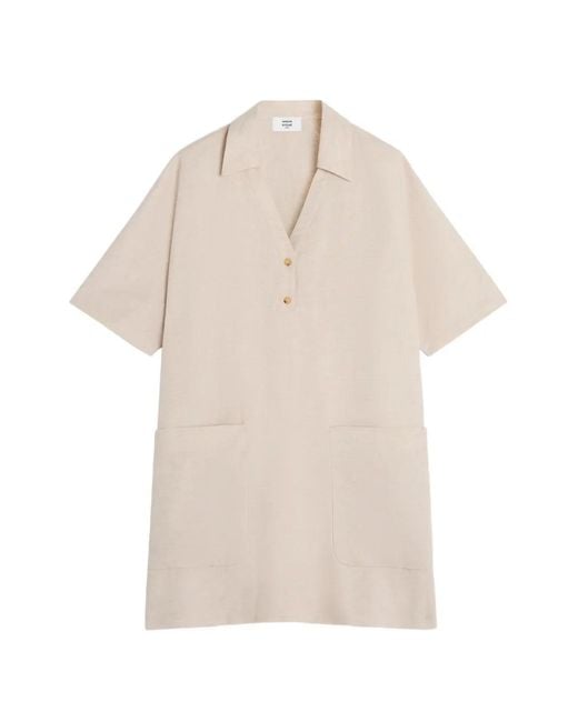 Maison Kitsuné Natural Robe Courte À Manches Courtes Et Poches