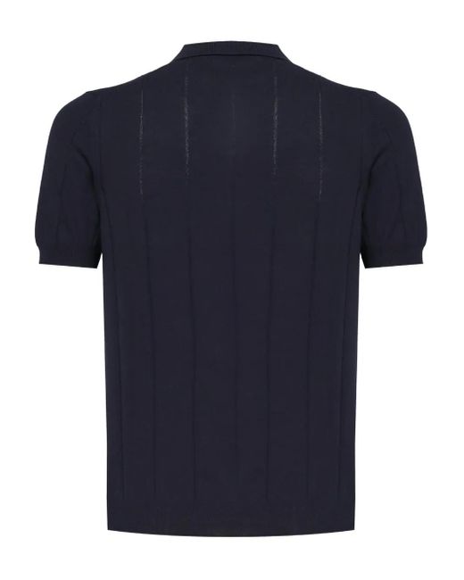 Galiana Blue Striped Cotton Polo Shirt for men
