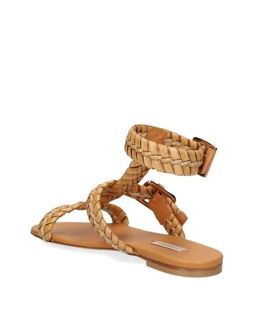 Casadei Brown Open-Toe Braided-Strap Sandals