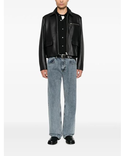 Second/Layer Black Solo Leather Jacket for men