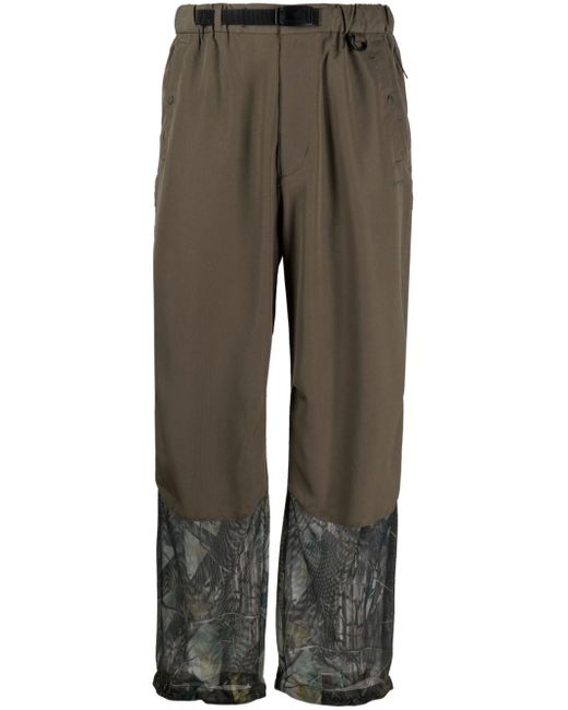 Snow Peak Gray Printed-hem Mesh-detail Trousers for men