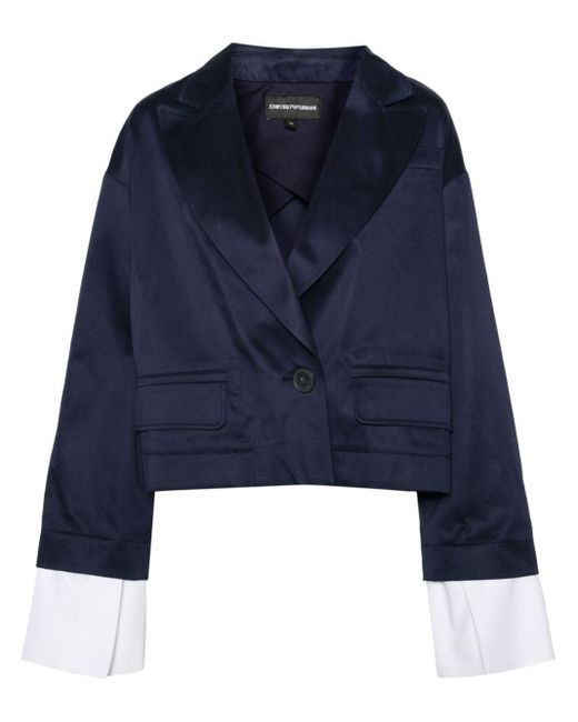 Emporio Armani Blue Twill Cropped Jacket