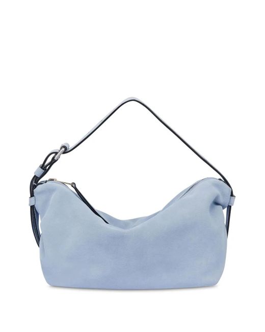 Moschino Blue Tie Me Suede Shoulder Bag