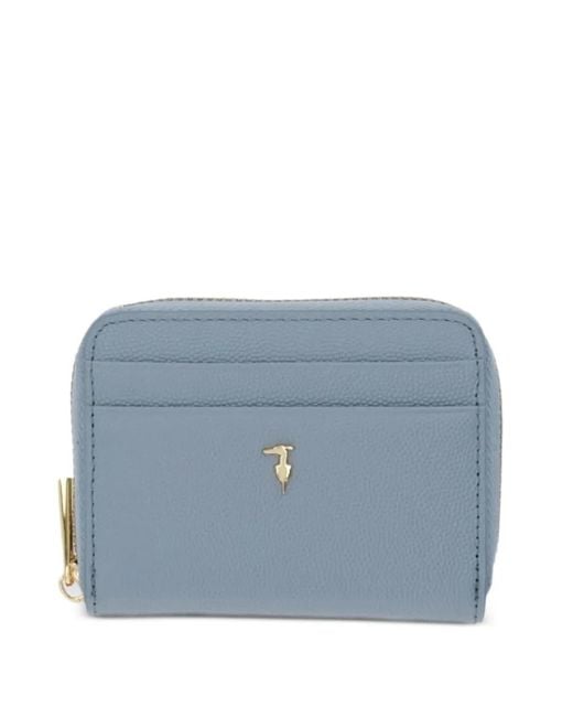 Trussardi Blue Cameo Zip-Around Wallet