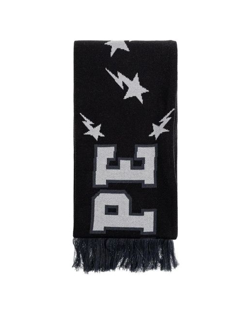 A Bathing Ape Black Star-Print Fringed Scarf for men