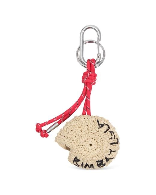 Bimba Y Lola Pink Natural Raffia-Effect Seashell Keyring