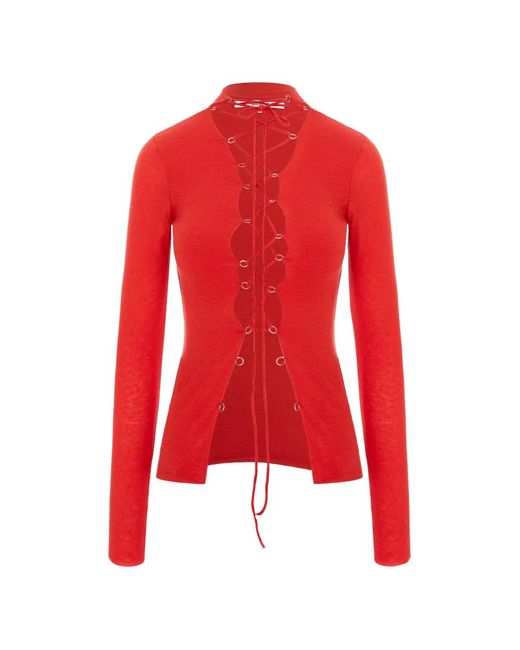 MANURI Red Jamie Lace-Up Top