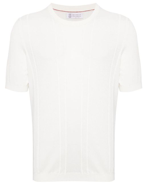 Brunello Cucinelli Gebreid T-shirt in het White voor heren