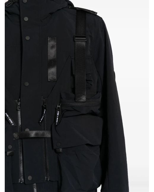 Spoonyard Black Detachable-Panel Hooded Jacket for men