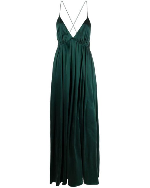 Zimmermann Green Sensory Gathered Silk Maxi Dress
