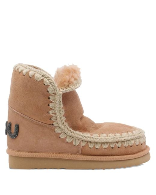 Mou Brown Eskimo 18 Suede Appliqué Boots